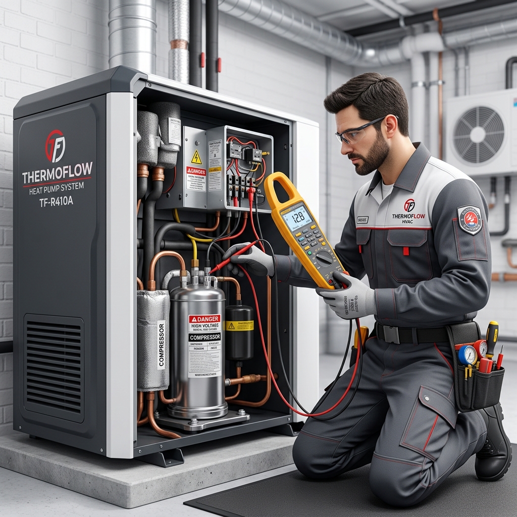 Diagnostic d'un compresseur de pompe à chaleur par un professionnel RGE